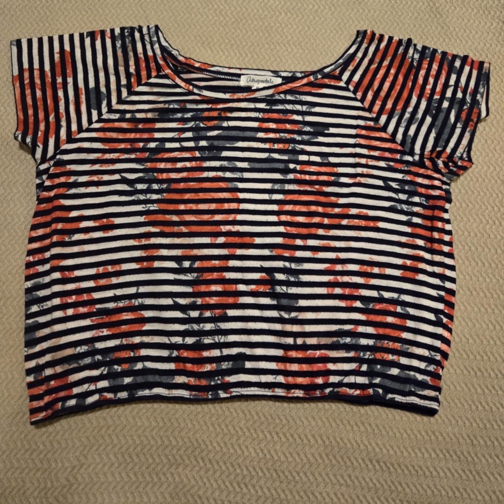 Aeropostale Floral Stripe Print Top